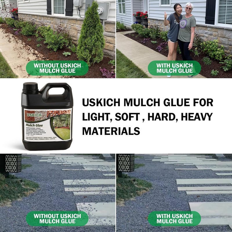 USKICH Mulch Glue for Landscaping, 88 0Z Rock Glue,Fast-Dry No-Toxic Long-Lasting Strong Pebble Binder, Pine Straw for Outdoor, Mulch Lock for Cypress, Lawn, Garden,Landscape Edging - Image 4